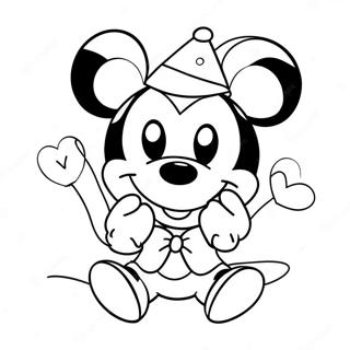 Cute Mickey Mouse Valentine's Day Coloring Page | Valentines Day Disney 塗色頁