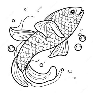 Playful Koi Fish Splashing Water Coloring Page