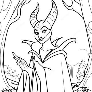 Maleficent in Enchanted Forest Coloring Page | Maleficent 塗色頁