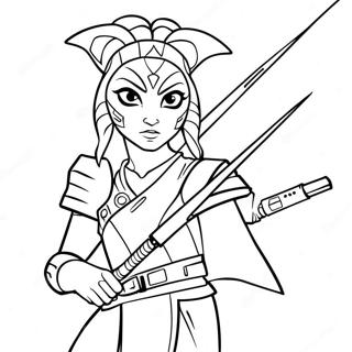 Ahsoka Tano with Lightsabers Coloring Page | Ahsoka Tano 塗色頁