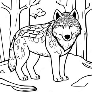 Realistic Timberwolf in Forest Coloring Page | Timberwolves 塗色頁
