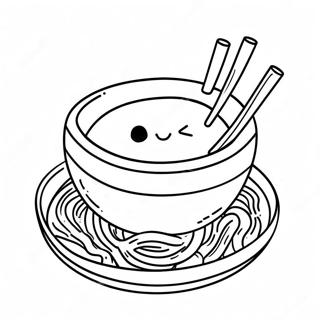 Cute Cartoon Ramen Coloring Page | Ramen 塗色頁