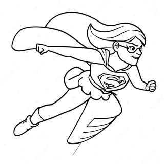 Supergirl Flying in Action Coloring Page