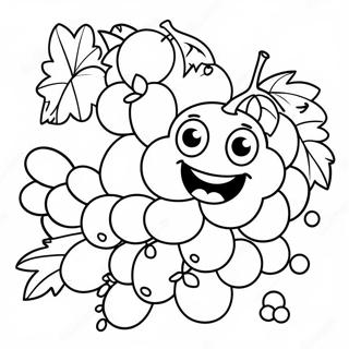 Funny Grapes with Faces Coloring Page | Grape 塗色頁