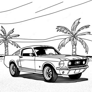 Classic Mustang Car Coloring Page | Mustang Car 塗色頁