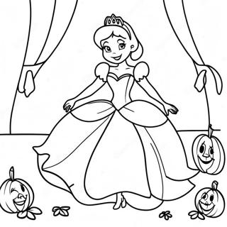 Cinderella in a Spooky Costume Coloring Page | Disney Princess Halloween 塗色頁