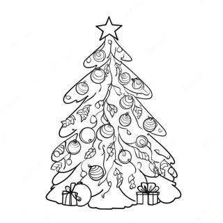 Yule Tree with Colorful Ornaments Coloring Page | Yule 塗色頁