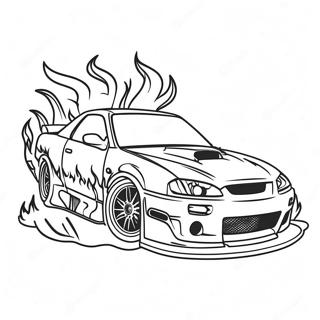Cool Drift Car with Flames Coloring Page | Drift Car 塗色頁