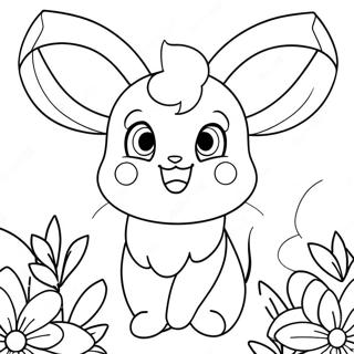 Cute Sylveon with Flowers Coloring Page | Sylveon 塗色頁