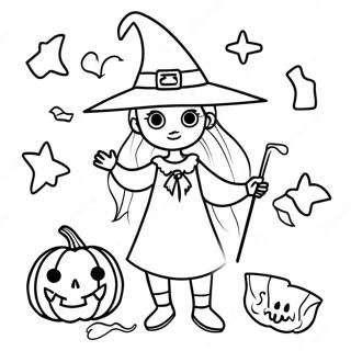 Aesthetic Halloween Witch Coloring Page | Aesthetic Halloween 塗色頁