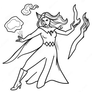 Scarlet Witch Casting Spells Coloring Page