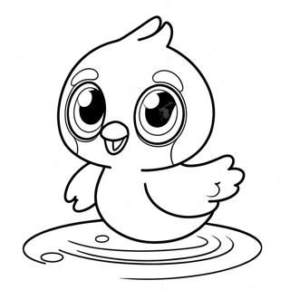 Cute Piplup Swimming Coloring Page | Piplup 塗色頁