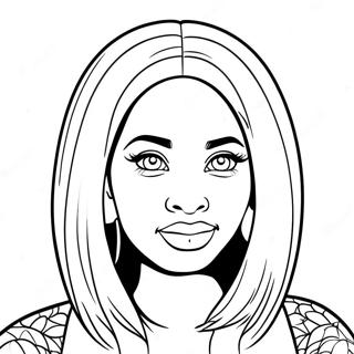 Nicki Minaj with Colorful Hair Coloring Page | Nicki Minaj 塗色頁
