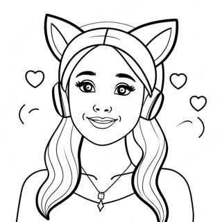 Ariana Grande with Cat Ears Coloring Page | Ariana Grande 塗色頁
