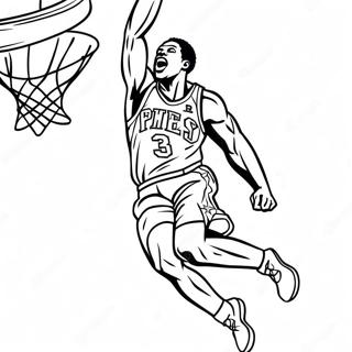 76ers Basketball Player Dunking Coloring Page | 76ers 塗色頁