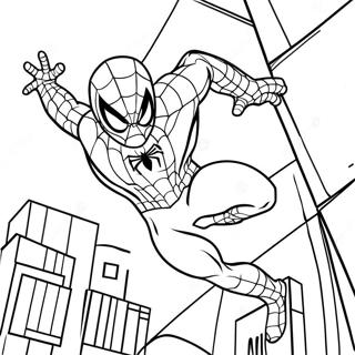 Web-Slinging Spiderman Coloring Page