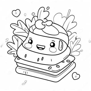 Cute S'mores with Smiling Faces Coloring Page | Smores 塗色頁