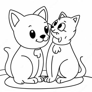Playful Dog and Cat Coloring Page | Dog and Cat 塗色頁