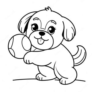 Cute Shih Tzu Playing with Ball Coloring Page | Shih Tzu 塗色頁