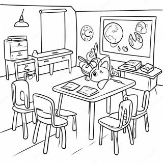 Cheerful Classroom Coloring Page | Back to School 塗色頁