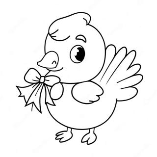 Cute Goose with a Bow Coloring Page | Goose 塗色頁