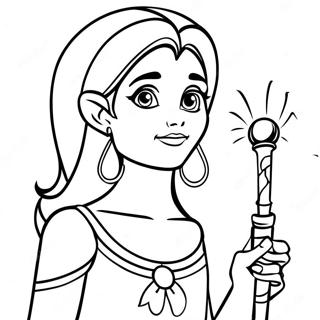 Elena with Magical Scepter Coloring Page | Elena of Avalor 塗色頁