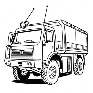 Military Army Truck in Action Coloring Page