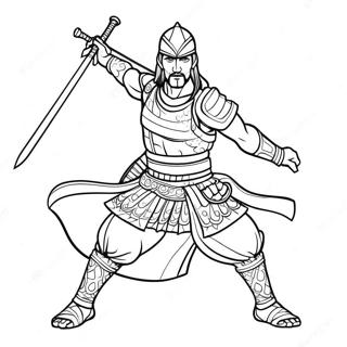 Akaza in Battle Pose Coloring Page | Akaza 塗色頁