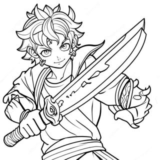Asta with Demon Slayer Sword Coloring Page | Black Clover 塗色頁