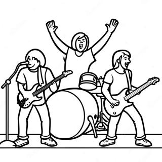 Energetic Rock Band Performance Coloring Page | Rock Band 塗色頁