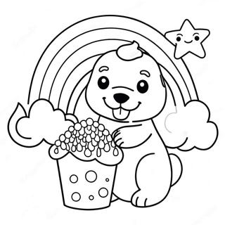 Magical Puppycorn in a Rainbow Coloring Page