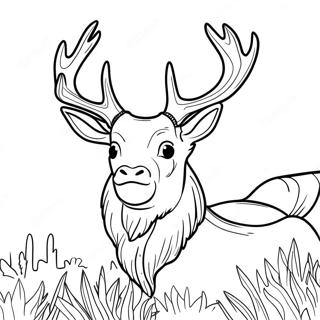 Majestic Buck with Antlers Coloring Page | Buck 塗色頁
