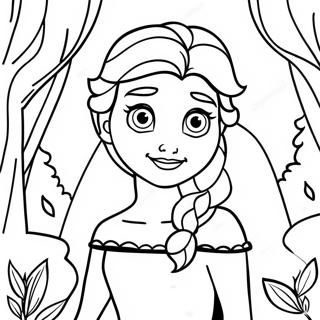 Elsa in Magical Forest Coloring Page | Elsa Frozen 2 Show Yourself 塗色頁