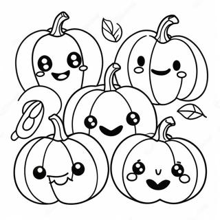 Adorable Pumpkins with Smiling Faces Coloring Page | Cute Pumpkin Patch 塗色頁