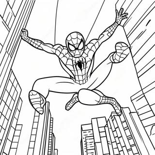 Spiderman Swinging Through the City Coloring Page | Spiderman Valentine 塗色頁
