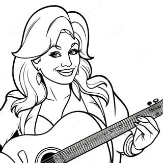 Dolly Parton with Guitar Coloring Page | Dolly Parton 塗色頁