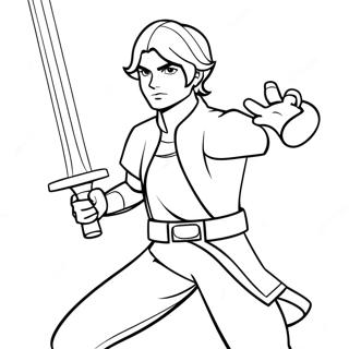 Ezra Bridger with Lightsaber Coloring Page