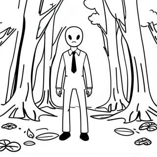 Creepy Slenderman Forest Coloring Page