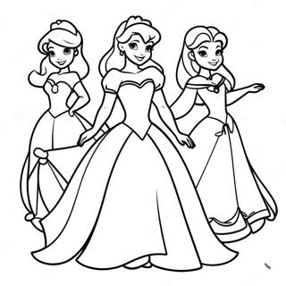 Elegant Disney Princesses Coloring Page | Disney for Adults 塗色頁
