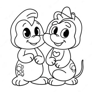 Adorable Disney Characters in Love Coloring Page