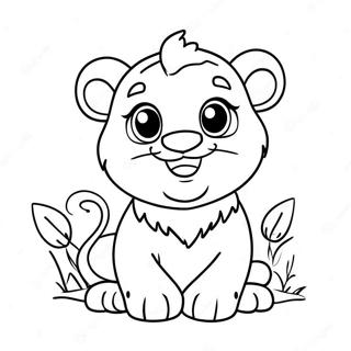 Cute Baby Lion with a Big Smile Coloring Page | Baby Lion 塗色頁