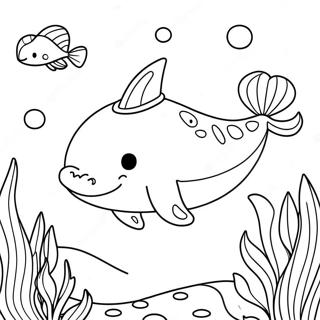 Cute Not Quite Narwhal Swimming Coloring Page