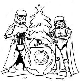 Festive Star Wars Characters Decorating a Tree Coloring Page | Star Wars Christmas 塗色頁