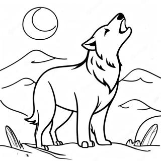 Realistic Wolf Howling at Full Moon Coloring Page