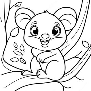 Playful Possum in a Tree Coloring Page | Possum 塗色頁