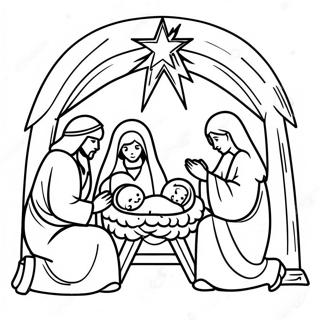 Nativity Scene Coloring Page