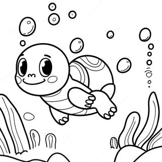 Squirtle Swimming in the Ocean Coloring Page | Squirtle 塗色頁