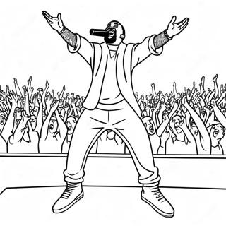 Kanye West Performing on Stage Coloring Page | Kanye West 塗色頁