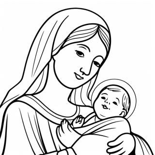 Mary and Baby Jesus Coloring Page