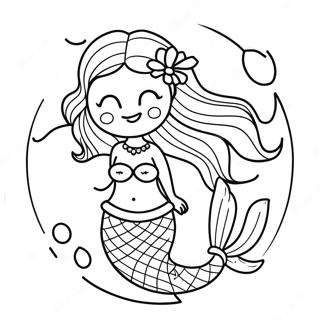 Enchanted Beautiful Mermaid Coloring Page | Enchanted Beautiful Mermaid 塗色頁